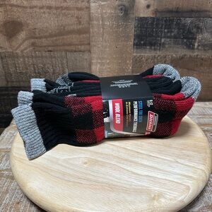 Dickies Steel Toe Wool Blend Thermal Socks Mens 6-12 Red Black Buffalo Plaid NWT
